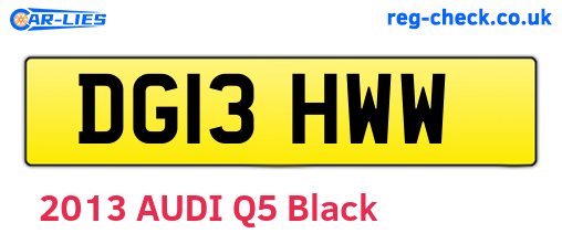 DG13HWW are the vehicle registration plates.