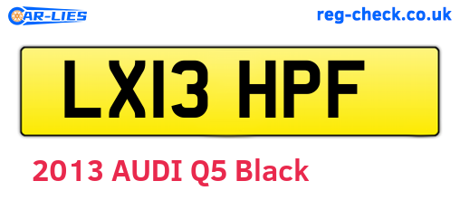 LX13HPF are the vehicle registration plates.