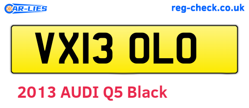 VX13OLO are the vehicle registration plates.