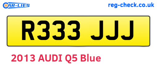 R333JJJ are the vehicle registration plates.