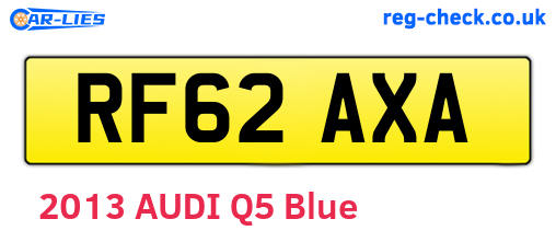 RF62AXA are the vehicle registration plates.