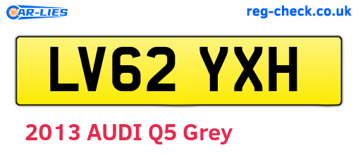 LV62YXH are the vehicle registration plates.