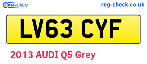 LV63CYF are the vehicle registration plates.