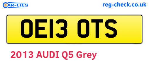OE13OTS are the vehicle registration plates.