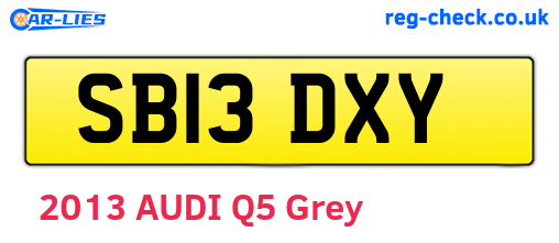 SB13DXY are the vehicle registration plates.