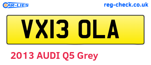 VX13OLA are the vehicle registration plates.