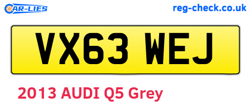 VX63WEJ are the vehicle registration plates.