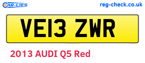 VE13ZWR are the vehicle registration plates.