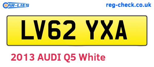 LV62YXA are the vehicle registration plates.