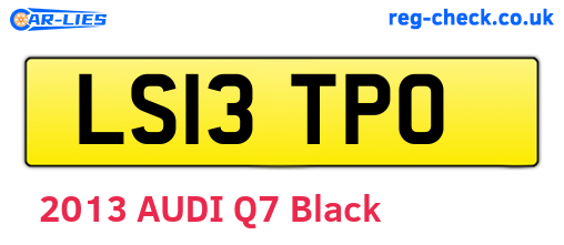 LS13TPO are the vehicle registration plates.