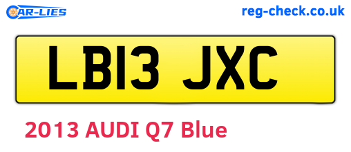 LB13JXC are the vehicle registration plates.