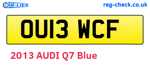 OU13WCF are the vehicle registration plates.