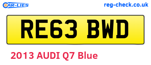 RE63BWD are the vehicle registration plates.