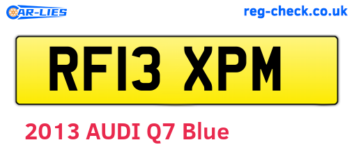 RF13XPM are the vehicle registration plates.