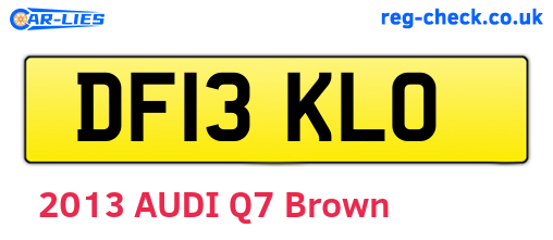 DF13KLO are the vehicle registration plates.