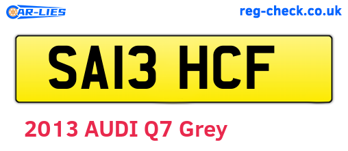 SA13HCF are the vehicle registration plates.