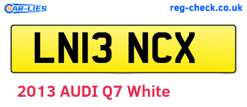 LN13NCX are the vehicle registration plates.
