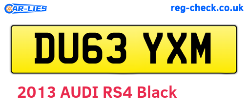 DU63YXM are the vehicle registration plates.