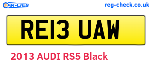 RE13UAW are the vehicle registration plates.
