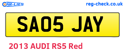 SA05JAY are the vehicle registration plates.