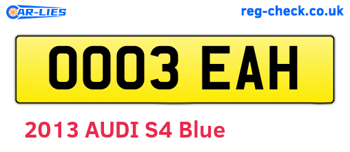 OO03EAH are the vehicle registration plates.