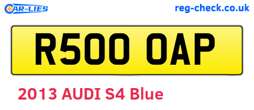 R500OAP are the vehicle registration plates.
