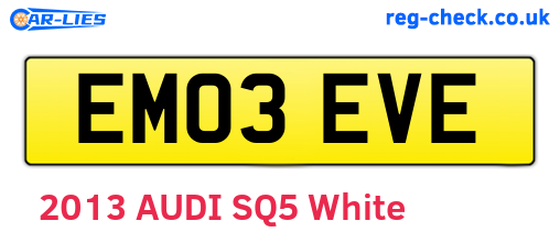 EM03EVE are the vehicle registration plates.