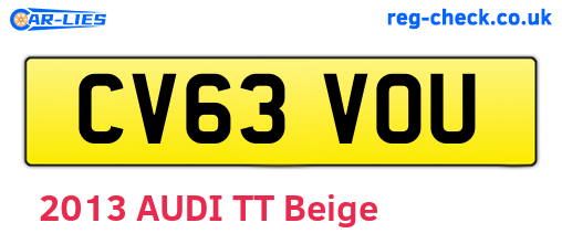 CV63VOU are the vehicle registration plates.
