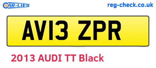 AV13ZPR are the vehicle registration plates.