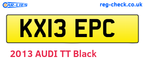 KX13EPC are the vehicle registration plates.