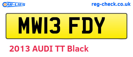MW13FDY are the vehicle registration plates.