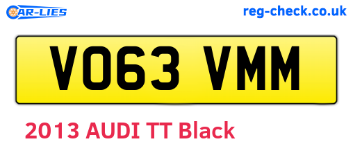 VO63VMM are the vehicle registration plates.