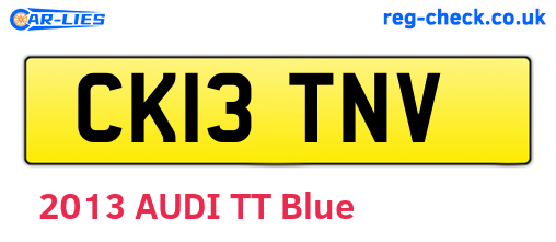 CK13TNV are the vehicle registration plates.