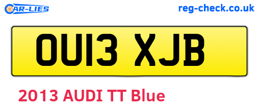 OU13XJB are the vehicle registration plates.