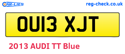 OU13XJT are the vehicle registration plates.