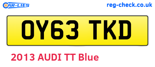 OY63TKD are the vehicle registration plates.