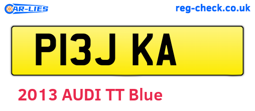 P13JKA are the vehicle registration plates.