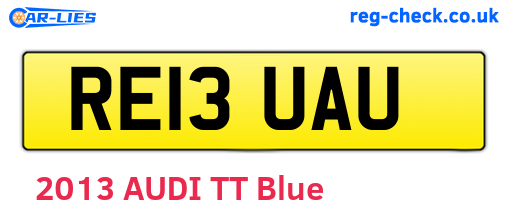 RE13UAU are the vehicle registration plates.
