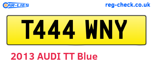 T444WNY are the vehicle registration plates.