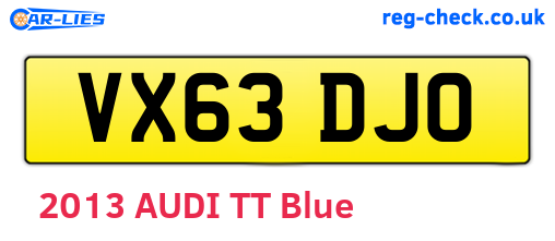 VX63DJO are the vehicle registration plates.