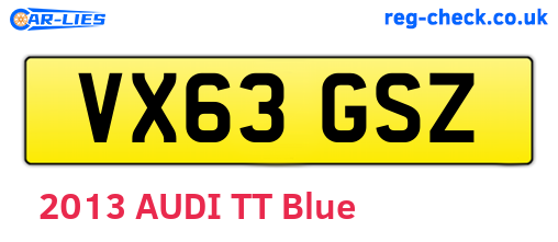 VX63GSZ are the vehicle registration plates.
