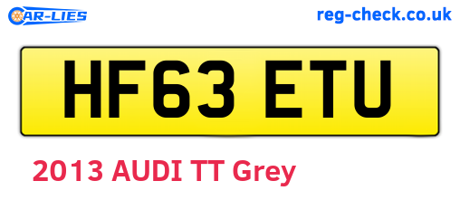 HF63ETU are the vehicle registration plates.