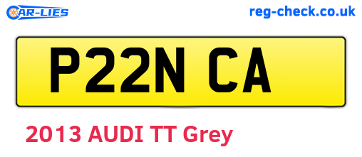 P22NCA are the vehicle registration plates.