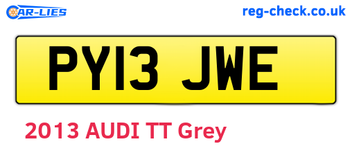 PY13JWE are the vehicle registration plates.