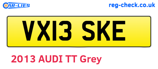 VX13SKE are the vehicle registration plates.