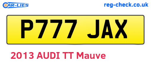 P777JAX are the vehicle registration plates.