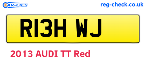 R13HWJ are the vehicle registration plates.