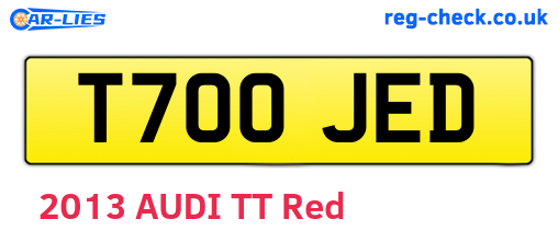 T700JED are the vehicle registration plates.
