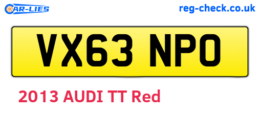 VX63NPO are the vehicle registration plates.
