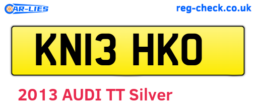 KN13HKO are the vehicle registration plates.